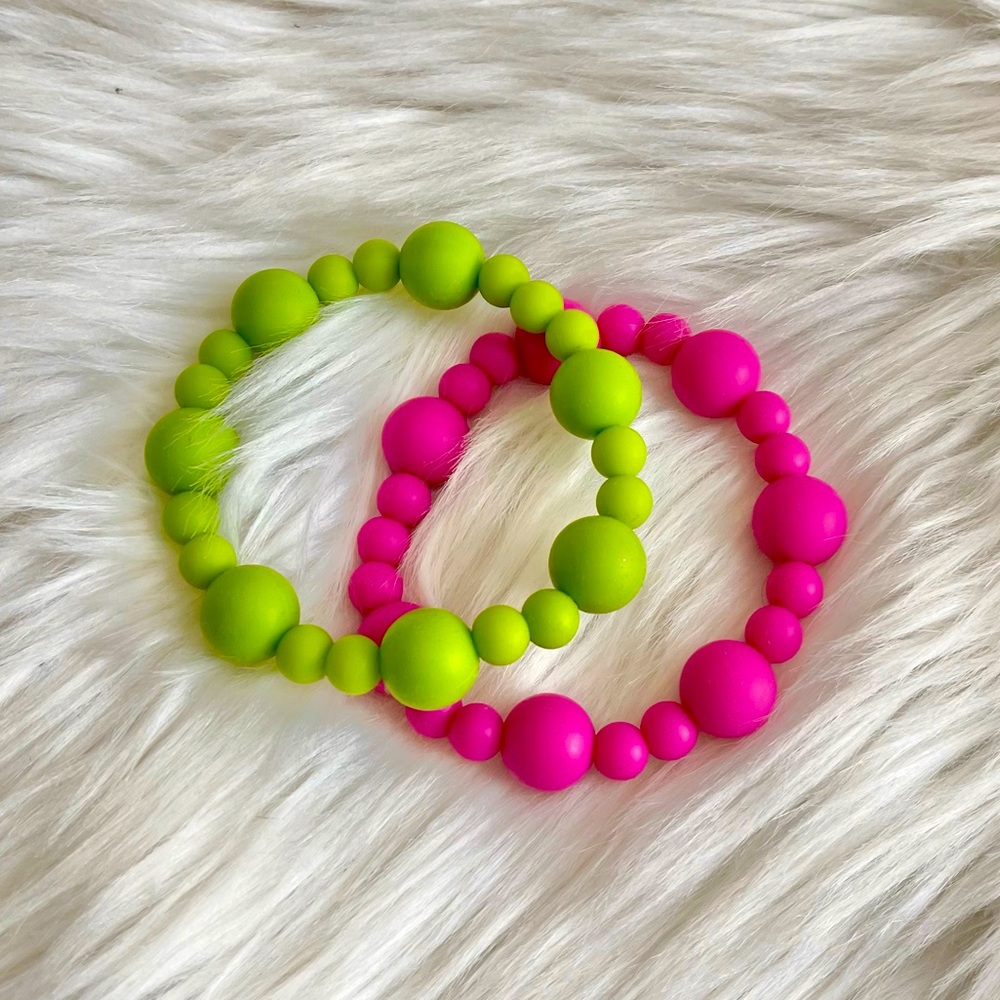 2 Bright Silicone Teething Bracelets for Baby
